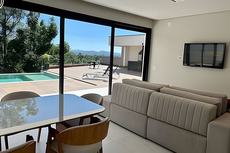 Vista panorâmica | 3 suítes, piscina e gourmet
